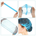 100 Pcs Disposable Nonwoven Bouffant Caps 21 Inch Hair Net Elastic Cap Hair - Image 3