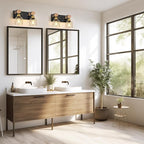 FadimiKoo Rustic Style Wood Bathroom Wall Sconces, 2-Light Black Gold Bathroom - Image 7