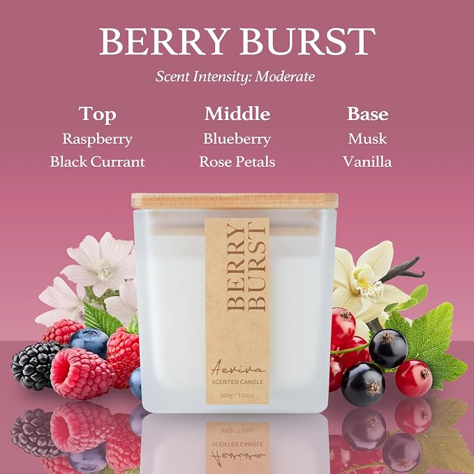 Scented Candle, 7.04 oz Berry Burst Aromatherapy Candle, Natural Soy Wax - Image 3