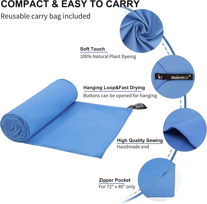 Rainleaf Microfiber Towel Perfect Travel & Gym & Camping Towel. Quick Dry - Image 2