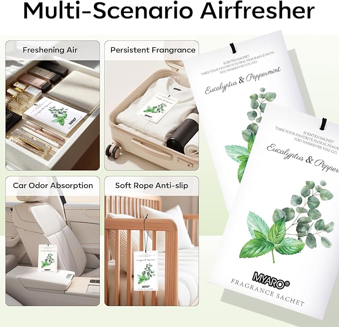 MYARO 12 Packs Eucalyptus Mint Scented Sachets - Image 3