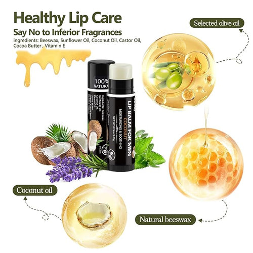 10 Pack Lip Balm for Men, Hydrating Natural Chapstick Bulk Vitamin E and Beeswax - Image 2