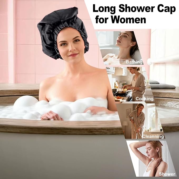 ELEBOX Extra Large Shower Cap for Braids/Curly Hair/Dreadlock | Reusable - Image 3