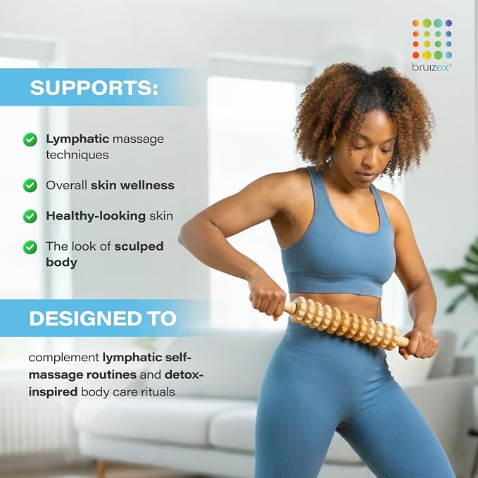 Bruizex Wood Therapy Massage Tool, Lymphatic Drainage Massage Roller Stick - Image 4