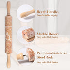 Koville Marble Rolling Pin, Non-Stick Polished Dough Roller, Pie Crust - Image 4