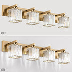 Aipsun Bathroom Lighting Fixtures Modern Crystal Vanity Light Brass 4 Light - Image 2