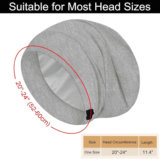 Sleep Cap Bonnet for Sleeping, Adjustable Cooling Ice Silk Lined Hair Bonnets - Image 2