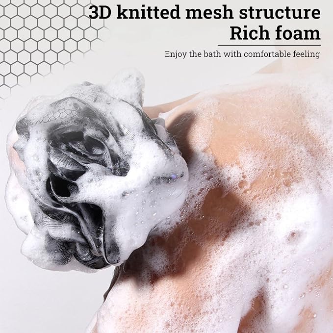 Loofah Charcoal Bath Shower Sponge Body Scrubber, 75g XL Exfoliate Mesh Pouf - Image 5