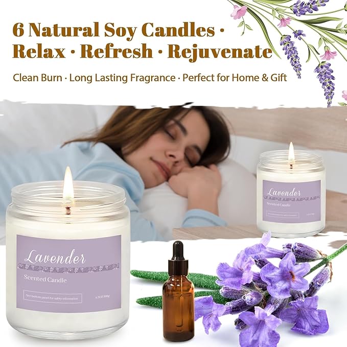 6 Pack Scented Candles Gift Set, Long Lasting Aromatherapy Candles - Image 3