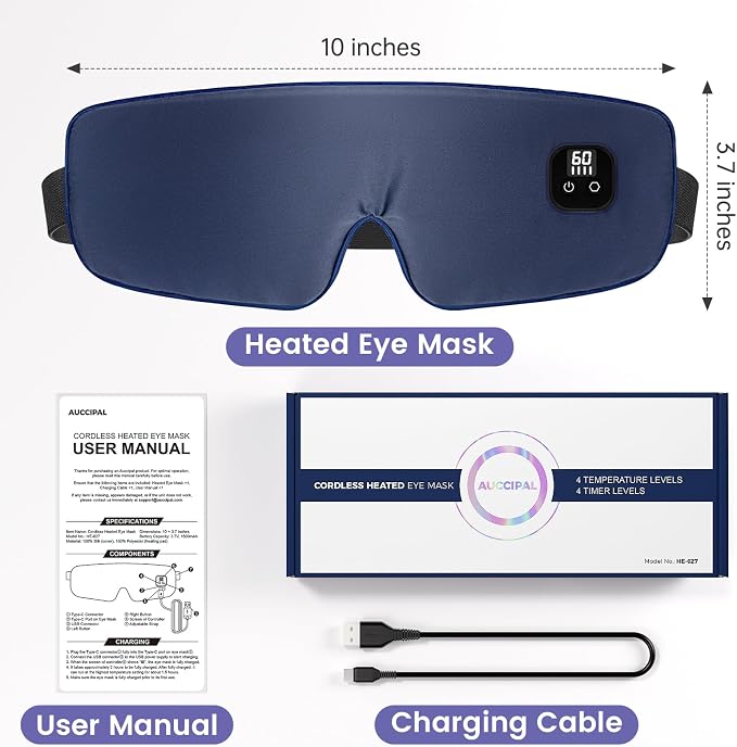 Silk Heated Eye Mask Cordless, 1500mAh Warm Eye Compresses - Image 7