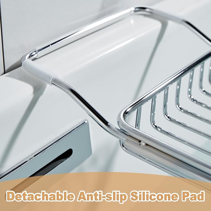 Stainless Steel Bathtub Caddy Tray, Expandable Bath Tub Table, Adjustable - Image 6