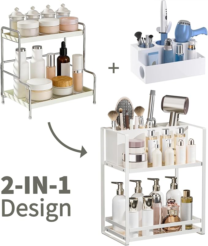 SanDream Hair Tool Organizer Bathroom Countertop, 2-Tier Metal Bathroom - Image 4