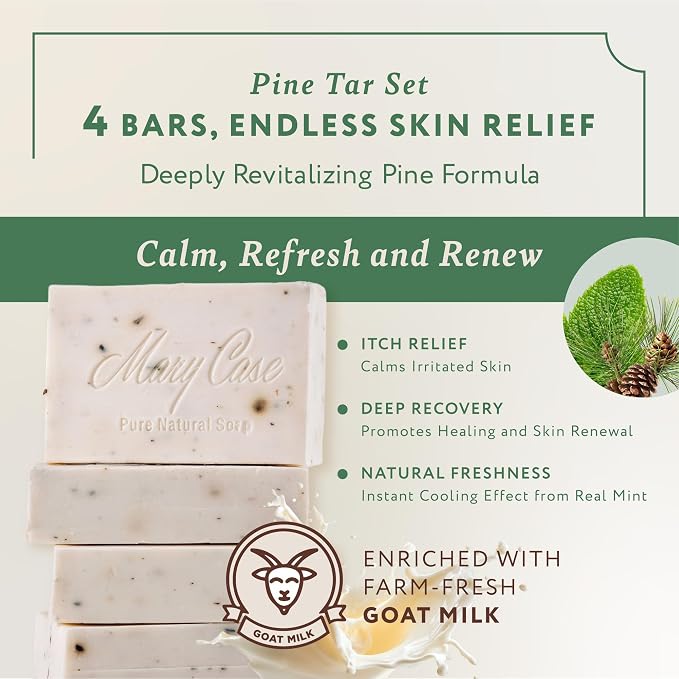 Mary Case Goat Milk & Pine Tar Bar Soap Set of 4 | Natural Soap - Image 2