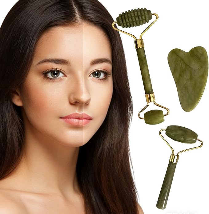 Jade Roller and Gua Sha Set 2, Gua Sha Facial Tools, Face Roller, Jade Roller - Image 5