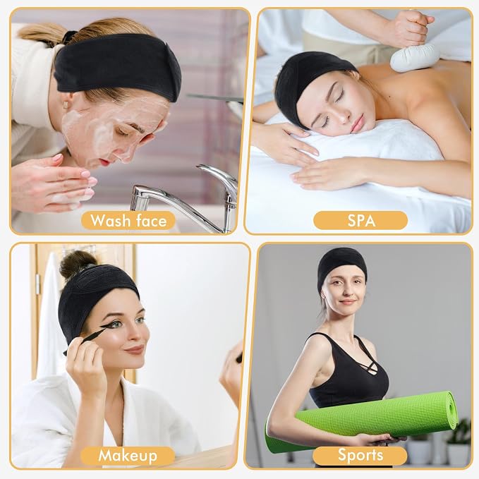 SINLAND Spa Headband for Women Ultra Soft Adjustable Makeup Hair Band - Image 4