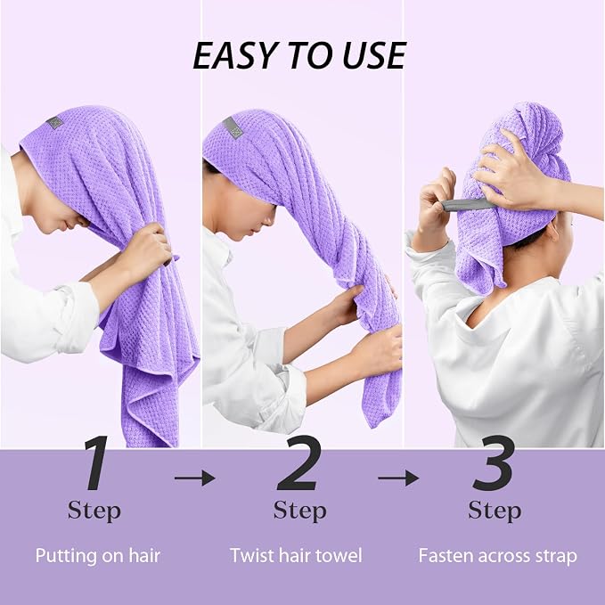 YFONG X-Large Hair Towel Wrap for Women, Super Absorbent Microfiber Hair Towel - Image 7