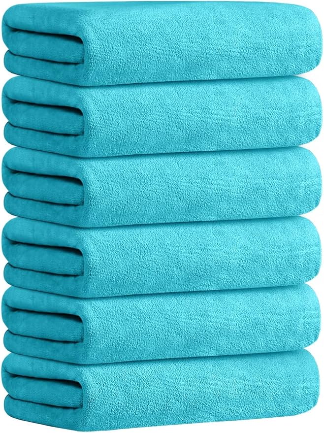 JML Bath Towels, Microfiber Bath Towel Set 6 Pack 30" x 60", Soft Absorbent by JML