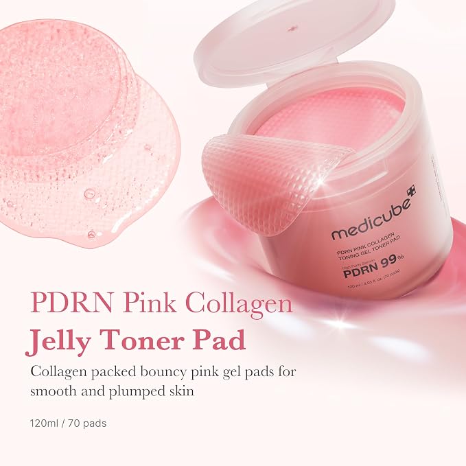 medicube Toner Pads Salmon DNA PDRN Pink Collagen Jelly Pad | Korean Gel Toner - Image 2