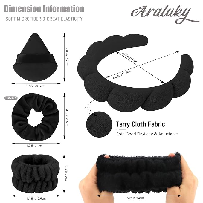 7Pc Headband and Wristband Set for Skincare, Face Washing, Makeup Removal - Image 2