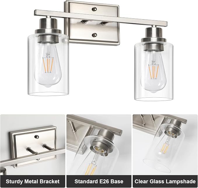 Unicozin 2 Light Bathroom Light Fixtures, Modern Vanity Lights Over Mirror - Image 7