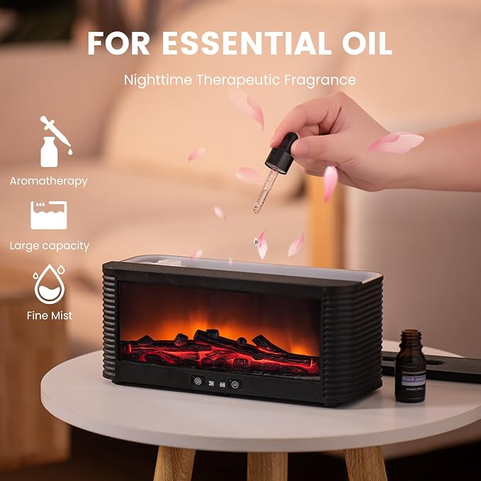 Flame Fireplace Aroma Essential Oil Diffuser, 250ml Ultrasonic Aromatherapy - Image 5