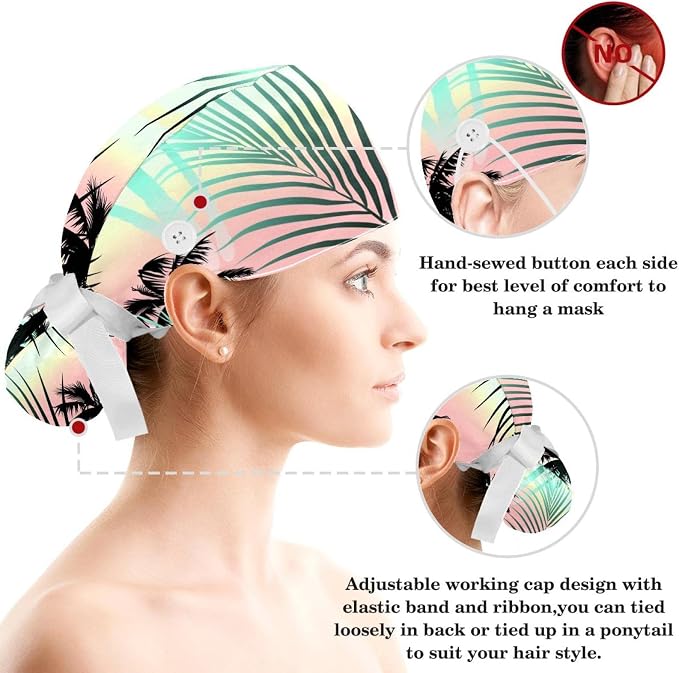Women's Working Caps with Scrunchies Tarot Pattern Background Lace-Up Hat - Image 3