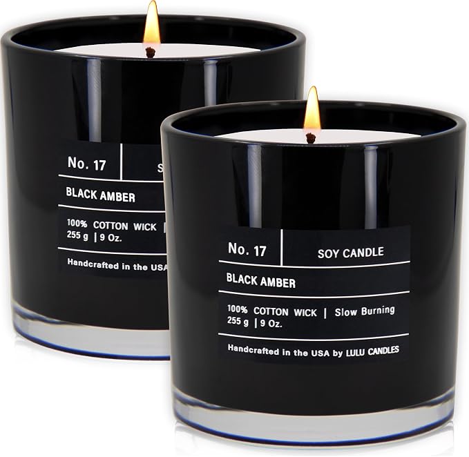 Lulu Candles | Black Amber | Luxury Scented Soy Jar Candle | Hand Poured in The by LULUCANDLES