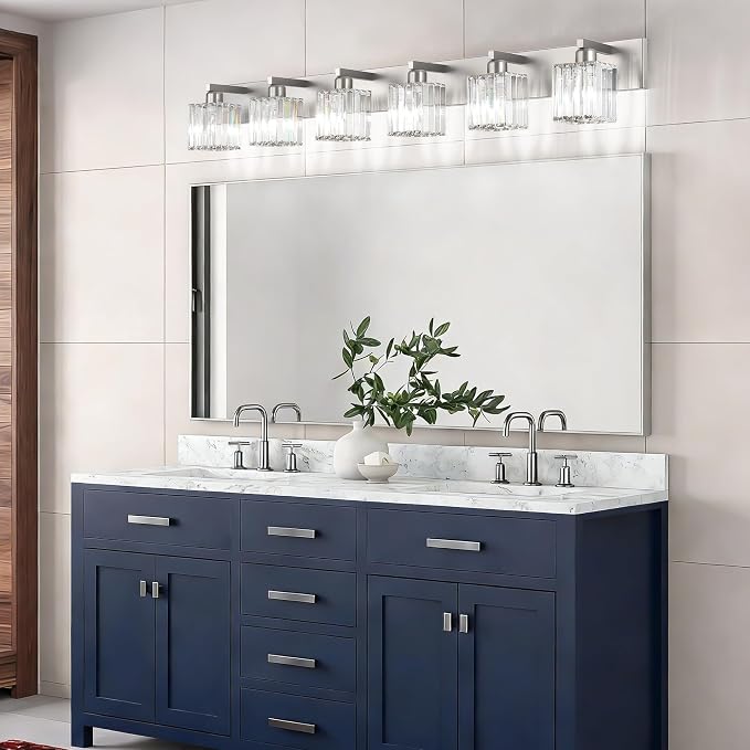 Aipsun Brushed Nickel Bathroom Light Fixtures 6 Light Vanity Lighting Fixture - Image 4