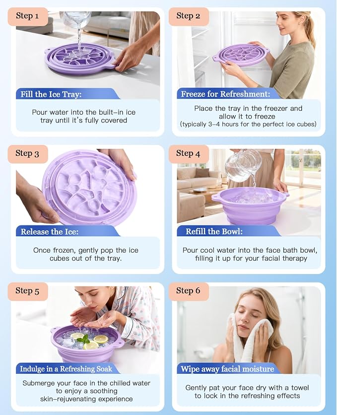 Face Ice Bath Bowl with Built-in Ice Tray, Collapsible Silicone Face Ice Plunge - Image 7
