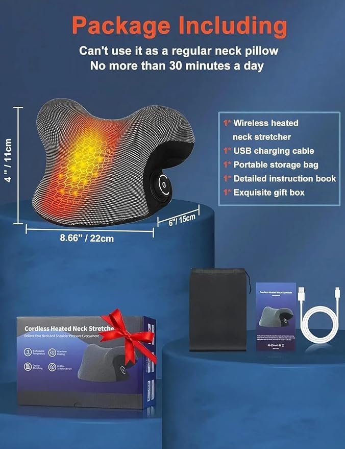 Wireless Heated Neck Stretcher for Pain Relief, Portable Cordless Neck Shoulder - Image 7