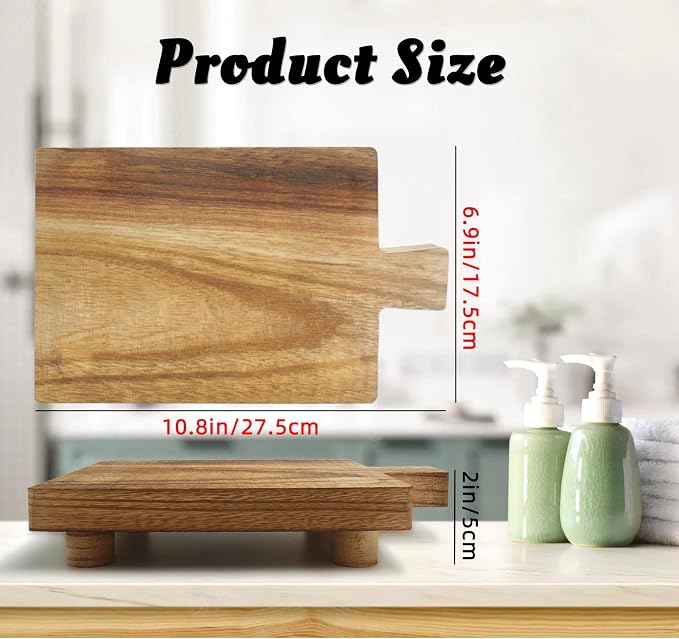 2 Pcs Handmade Wooden Tray, Practical Bathroom and Kitchen Decoration - Image 6