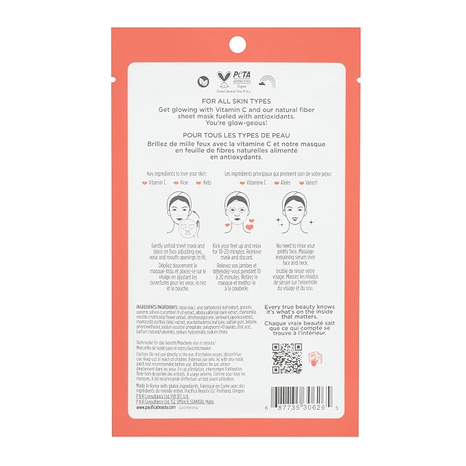 Pacifica Beauty, Glow Baby Brightening Face Mask, Sheet Mask, Vitamin C - Image 7