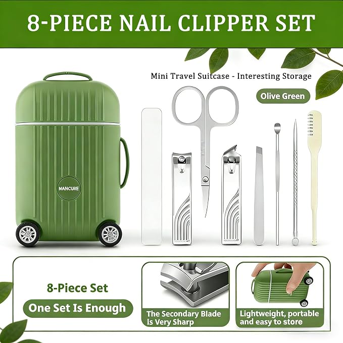 8-Piece Manicure Set in Mini Suitcase, Cute Travel Nail Clipper Kit - Image 5