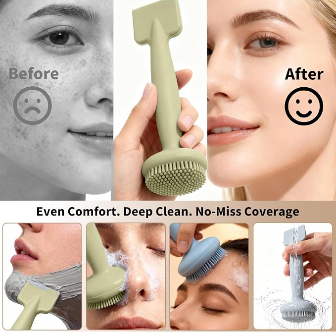 2 Pack Silicone Face Scrubber, 2 in 1 Facial Cleansing Brush & Face Mask - Image 6