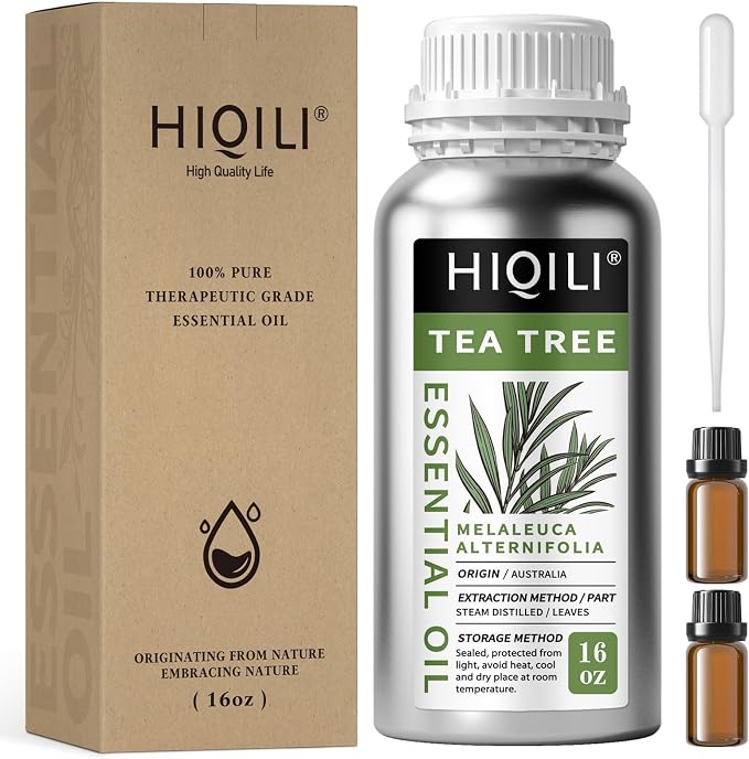 HIQILI Tea Tree Oil 16 Fl Oz, for Skin, Soap Making, Includes Two Portable by HIQILI