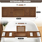 Kiasthome Teak Bathtub Caddy, Expandable Bath Tray, Non‑Slip Luxury Tub Caddy - Image 2