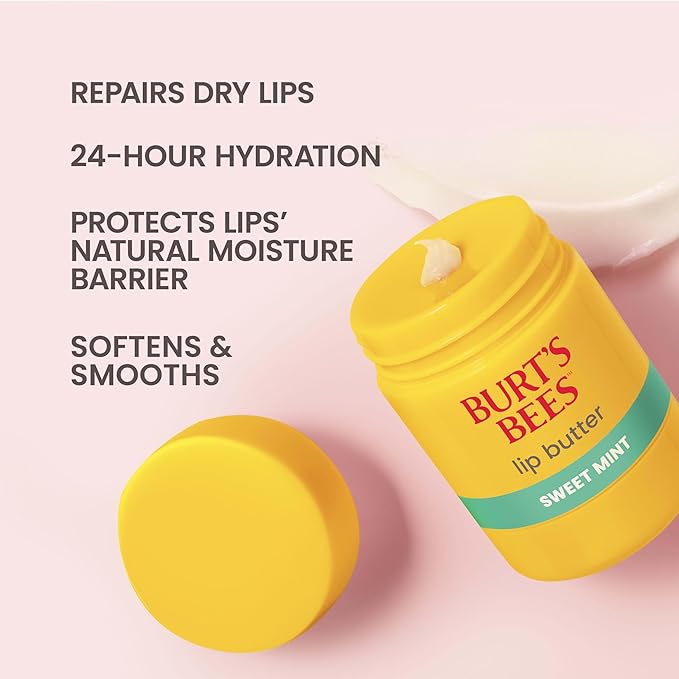 Burt's Bees Sweet Mint Lip Butter, Repairs Dry Lips, 24 Hour Hydration - Image 2