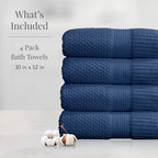 NY Loft 100% Cotton 4 Pack Bath Towel Set| Navy Bath Towels | Super Soft & - Image 2