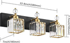 PRESDE 3-Light Crystal Bathroom Vanity Lights Black and Gold Bathroom Lights - Image 4