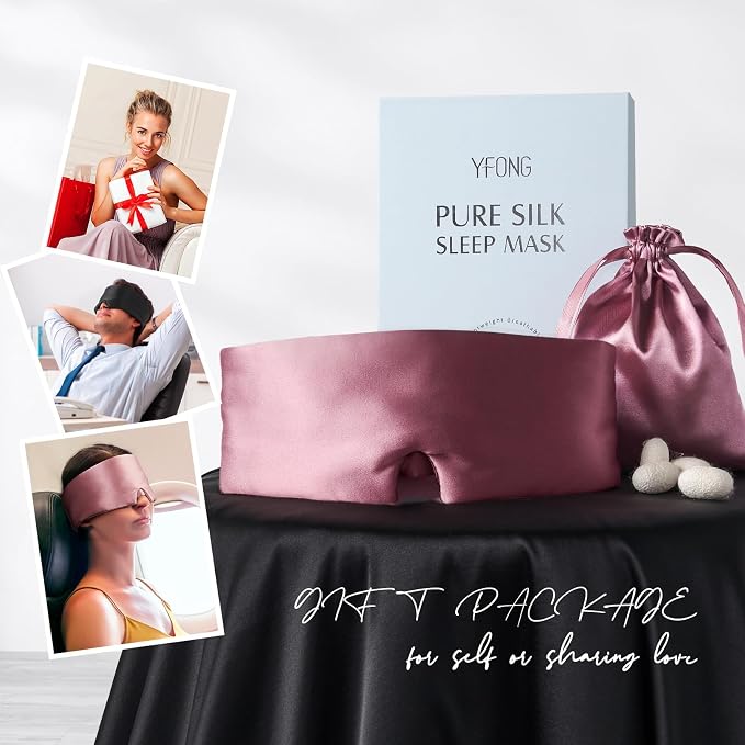 YFONG 100% Mulberry Silk Sleep Mask, Total Blackout Silk Eye Mask - Image 6