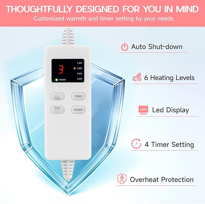 Heating Pad for Period Cramps, Heating Pad for Back/Neck/Shoulder Muscle Pain - Image 4