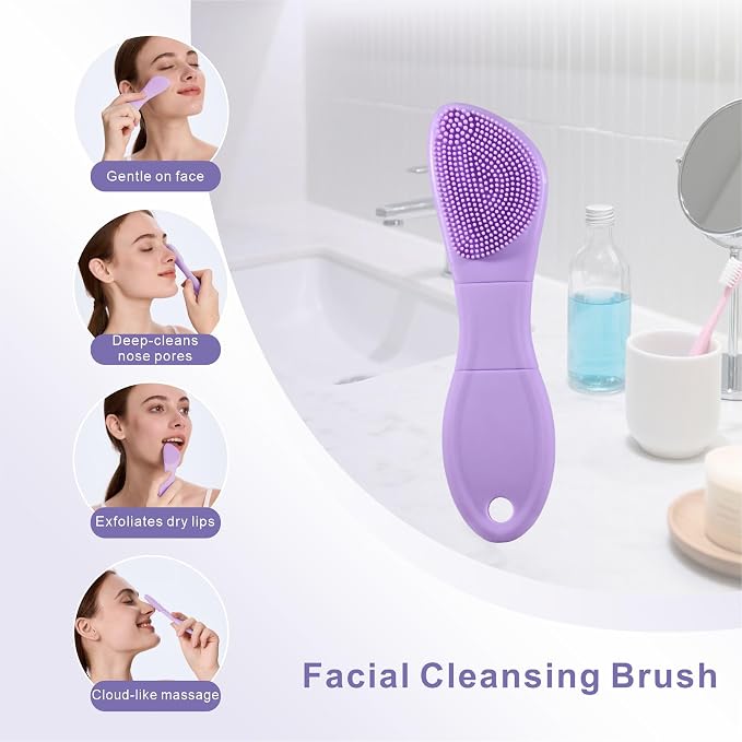 Blackhead Remover & Silicone Face Scrubber, Face Spatula, Facial Cleansing Brush - Image 3