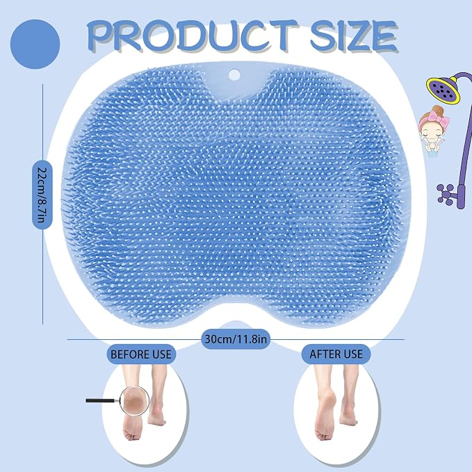 Shower Foot Scrubber, Wall Mounted Bath Massage Pad, Back Scrubber Back - Image 2