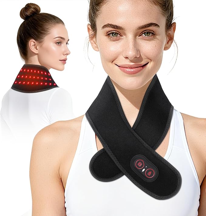 Neck Heating Pad with Massage, Heating Neck Wrap with 660nm 850nm Red Light by Buyitnow