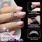 UNA GELLA Extra Short Oval Nail Tips, Pre-Etched Round Clear Fake Nails 216pcs - Image 4