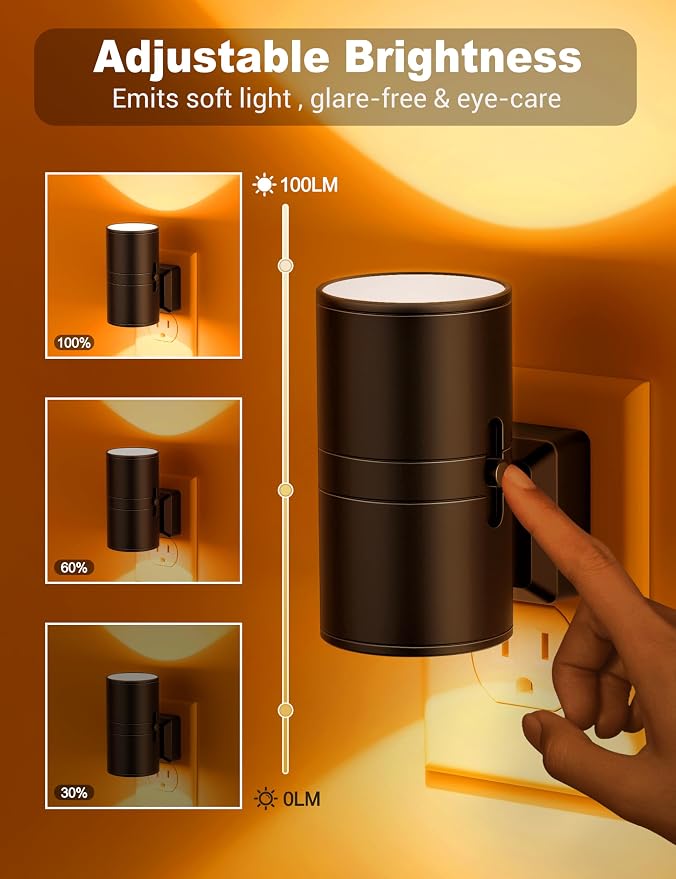 Amber Night Lights Plug into Wall, Dimmable Night Light Plug in, Modern Night - Image 2
