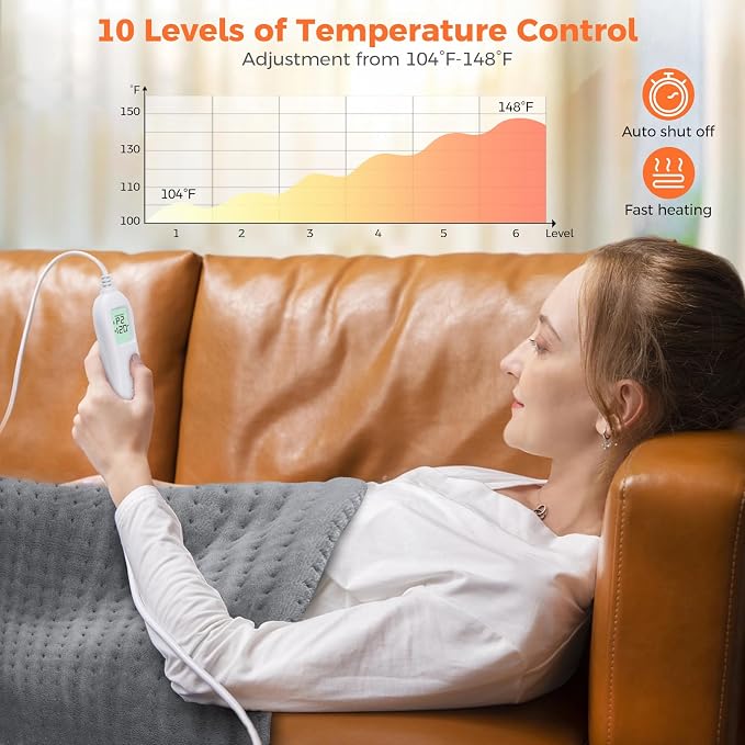 NOWWISH Heating Pad for Back Pain Relief & Period Cramps, 12x24 Inches Electric - Image 3