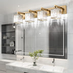 Aipsun Bathroom Lighting Fixtures Modern Crystal Vanity Light Brass 4 Light - Image 4