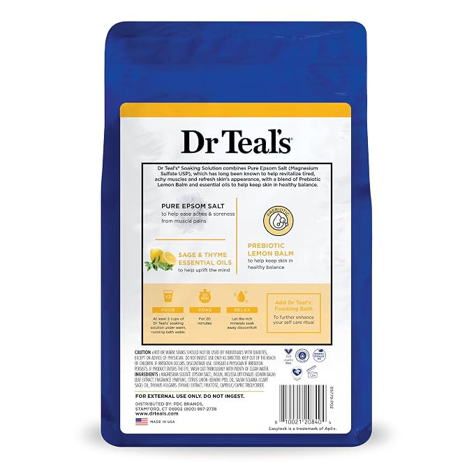 Dr Teal's Pure Epsom Magnesium Salt Soak, Prebiotic Lemon Balm & Essential Oil - Image 10