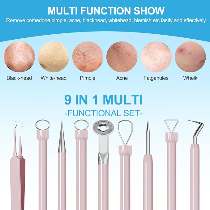 Pimple Popper Tool Kit Blackhead Remover Tools, Professional Stainless Black - Image 3